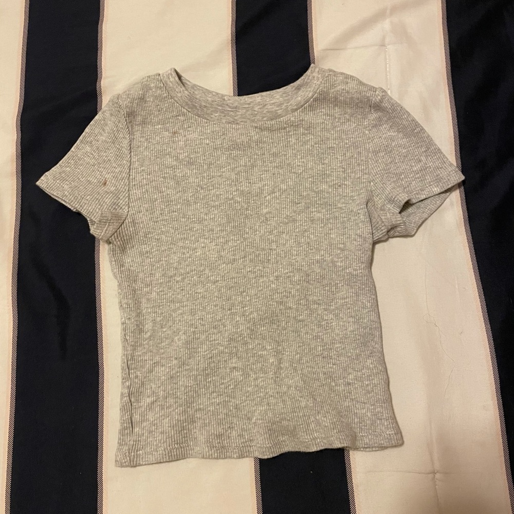 TNA heather grey cropped baby tee